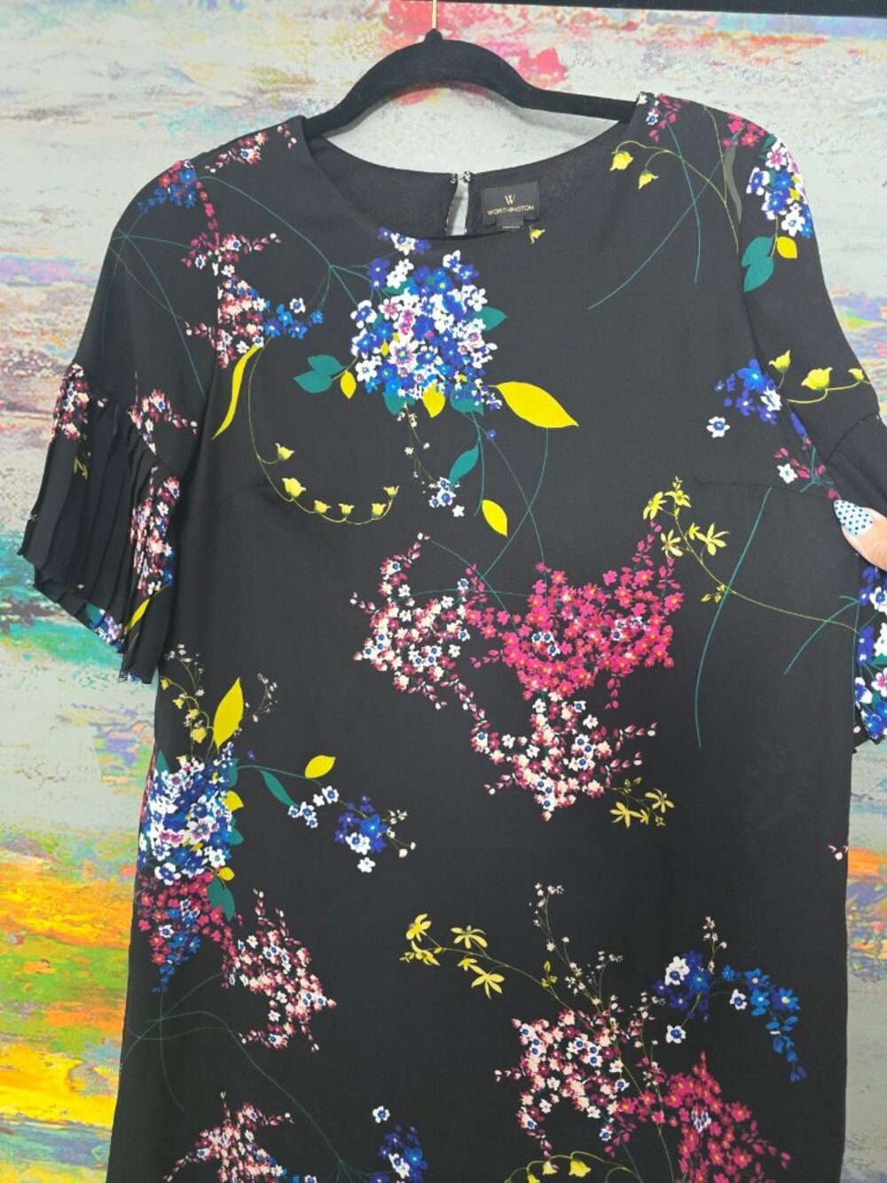 black floral shift dress